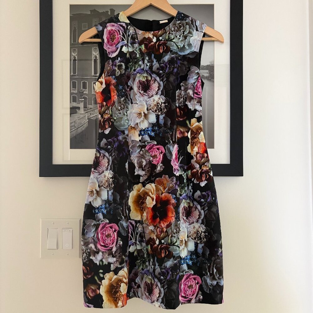 Authentic Adam Lippes Black Floral Fit & Flare Dress Size 2 NWT